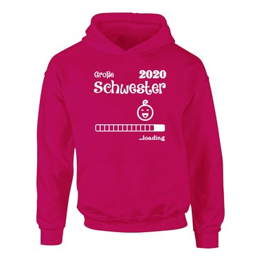 Kinder Hoodie - Groe Schwester 2020 loading schwarz-weiss 152-158