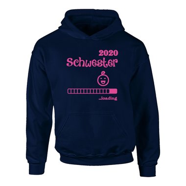 Kinder Hoodie - Schwester 2020 loading dunkelblau-fuchsia 80-92