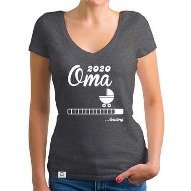 Damen T-Shirt V-Ausschnitt - Oma 2020 loading dunkelgrau-weiss XS
