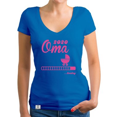 Damen T-Shirt V-Ausschnitt - Oma 2020 loading dunkelgrau-weiss XS