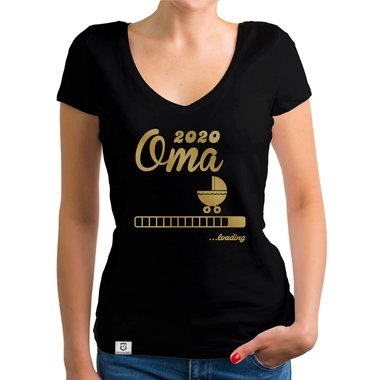 Damen T-Shirt V-Ausschnitt - Oma 2020 loading dunkelgrau-weiss XS
