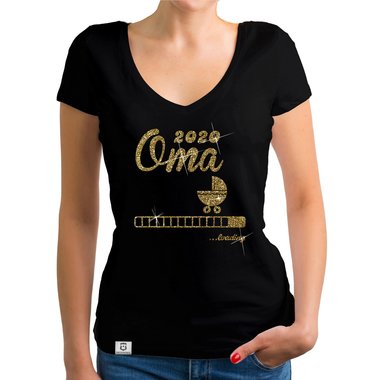 Damen T-Shirt V-Ausschnitt - Oma 2020 loading dunkelgrau-weiss XS