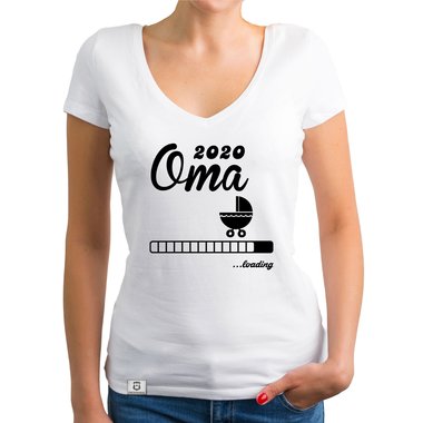 Damen T-Shirt V-Ausschnitt - Oma 2020 loading dunkelgrau-weiss XS