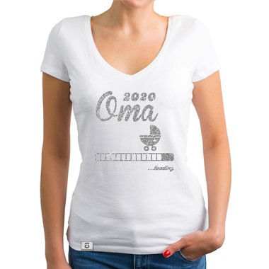 Damen T-Shirt V-Ausschnitt - Oma 2020 loading dunkelgrau-weiss XS