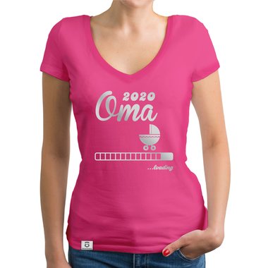 Damen T-Shirt V-Ausschnitt - Oma 2020 loading dunkelgrau-weiss XS