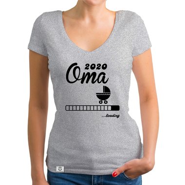 Damen T-Shirt V-Ausschnitt - Oma 2020 loading dunkelgrau-weiss XS