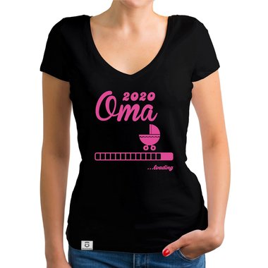 Damen T-Shirt V-Ausschnitt - Oma 2020 loading weiss-silberglitzer XXL
