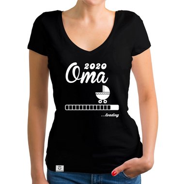 Damen T-Shirt V-Ausschnitt - Oma 2020 loading weiss-silberglitzer XXL