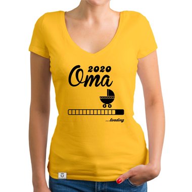 Damen T-Shirt V-Ausschnitt - Oma 2020 loading weiss-silberglitzer XXL