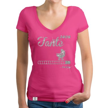 Damen T-Shirt V-Ausschnitt - Tante 2020 loading dunkelgrau-fuchsia XS