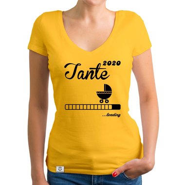 Damen T-Shirt V-Ausschnitt - Tante 2020 loading weiss-silberglitzer XXL