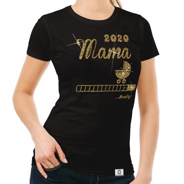 Damen T-Shirt - Mama 2020 loading weiss-schwarz XXL