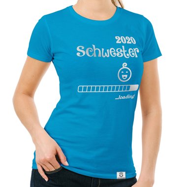 Damen T-Shirt - Schwester 2020 loading dunkelblau-fuchsia S