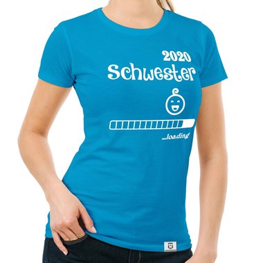 Damen T-Shirt - Schwester 2020 loading dunkelblau-fuchsia S