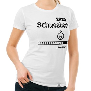 Damen T-Shirt - Schwester 2020 loading dunkelblau-fuchsia S
