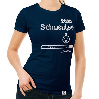 Damen T-Shirt - Schwester 2020 loading dunkelblau-fuchsia S