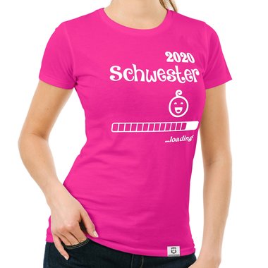 Damen T-Shirt - Schwester 2020 loading dunkelblau-fuchsia S