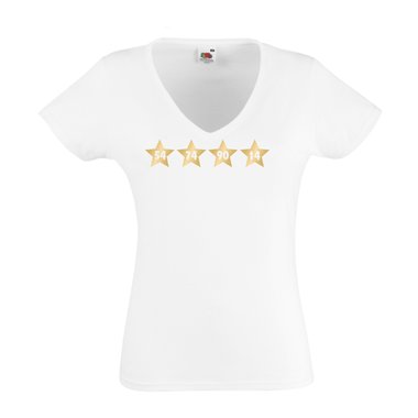 Fuball WM Shirt fr Damen mit 4 Sternen und Jahreszahl