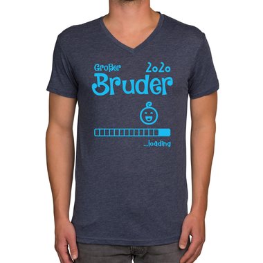 Herren T-Shirt - V-Ausschnitt - Groer Bruder 2020 loading dunkelblau-cyan S