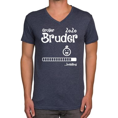 Herren T-Shirt - V-Ausschnitt - Groer Bruder 2020 loading dunkelblau-cyan S