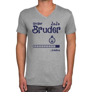 Herren T-Shirt - V-Ausschnitt - Groer Bruder 2020 loading dunkelblau-cyan S