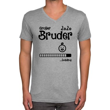 Herren T-Shirt - V-Ausschnitt - Groer Bruder 2020 loading dunkelblau-cyan S