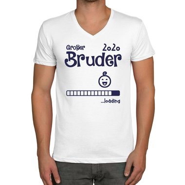 Herren T-Shirt - V-Ausschnitt - Groer Bruder 2020 loading dunkelblau-cyan S