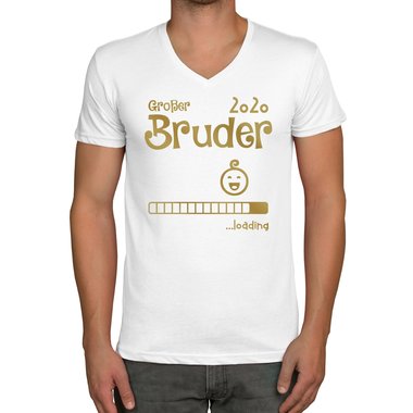 Herren T-Shirt - V-Ausschnitt - Groer Bruder 2020 loading dunkelblau-cyan S