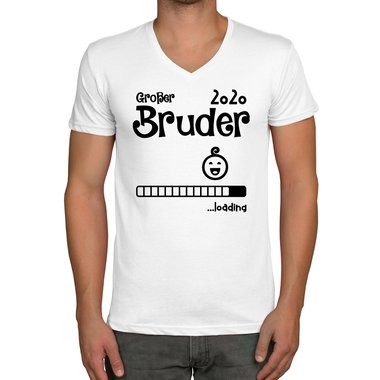 Herren T-Shirt - V-Ausschnitt - Groer Bruder 2020 loading dunkelblau-cyan S