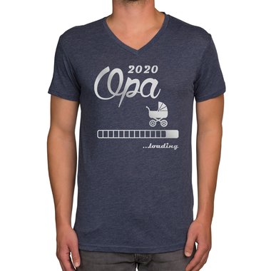 Herren T-Shirt - V-Ausschnitt - Opa 2020 loading dunkelblau-cyan S