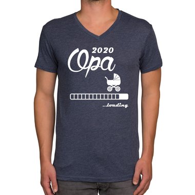 Herren T-Shirt - V-Ausschnitt - Opa 2020 loading dunkelblau-cyan S