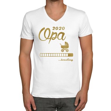 Herren T-Shirt - V-Ausschnitt - Opa 2020 loading dunkelblau-cyan S