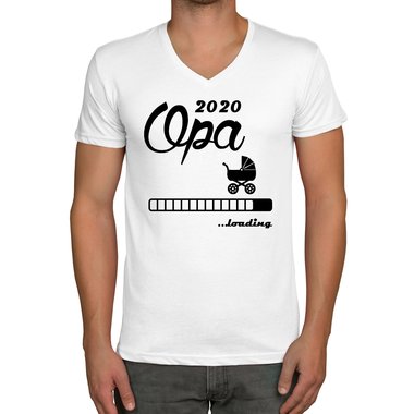 Herren T-Shirt - V-Ausschnitt - Opa 2020 loading dunkelblau-cyan S