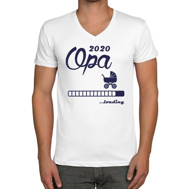 Herren T-Shirt - V-Ausschnitt - Opa 2020 loading weiss-schwarz XXXL