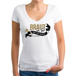 Damen JGA T-Shirt V-Ausschnitt - Braut on Tour -...