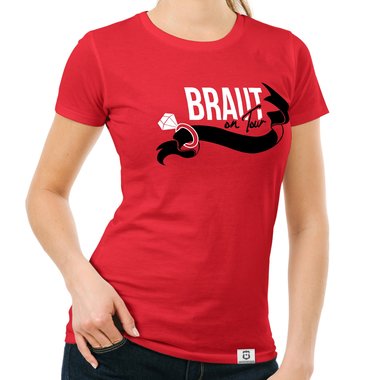 Damen JGA T-Shirt - Braut on Tour - Personalisierbar dunkelblau-goldglitzer S