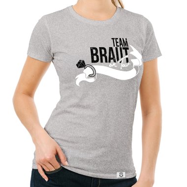 Damen JGA T-Shirt - Team Braut on Tour - Personalisierbar dunkelblau-goldglitzer S