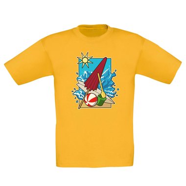 Kinder T-Shirt - Beach Vibes dunkelblau-weiss 98-104