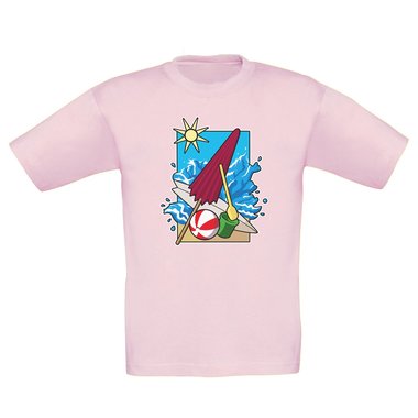 Kinder T-Shirt - Beach Vibes dunkelblau-weiss 98-104
