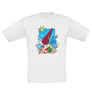 Kinder T-Shirt - Beach Vibes dunkelblau-weiss 98-104