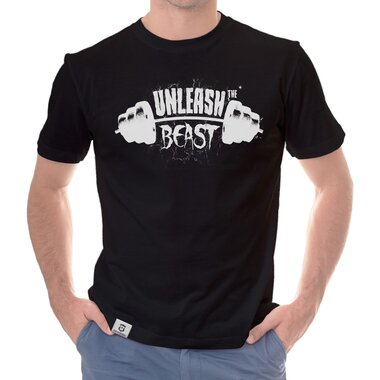 Herren T-Shirt - Unleash the Beast dunkelblau-weiss S