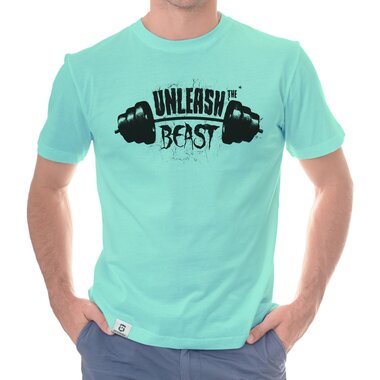 Herren T-Shirt - Unleash the Beast dunkelblau-weiss S