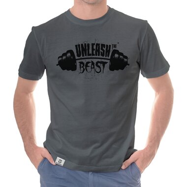 Herren T-Shirt - Unleash the Beast dunkelblau-weiss S