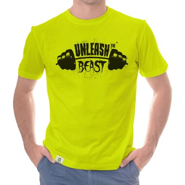 Herren T-Shirt - Unleash the Beast dunkelblau-weiss S