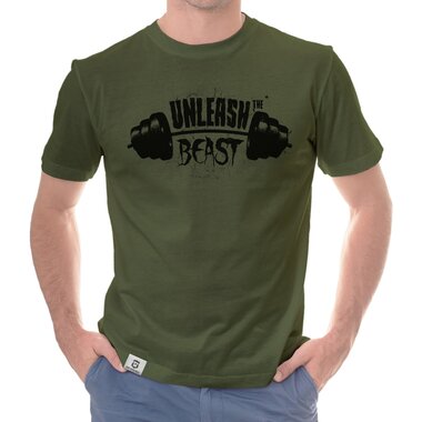Herren T-Shirt - Unleash the Beast dunkelblau-weiss S