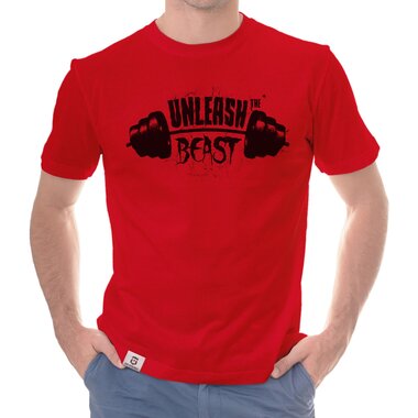 Herren T-Shirt - Unleash the Beast dunkelblau-weiss S