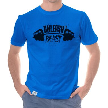 Herren T-Shirt - Unleash the Beast dunkelblau-weiss S