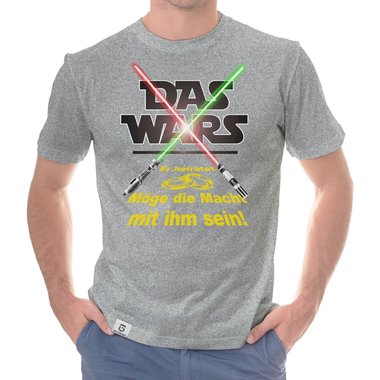 Herren JGA T-Shirt - Das Wars- Er heiratet - Lichtschwert dunkelblau-gelb S