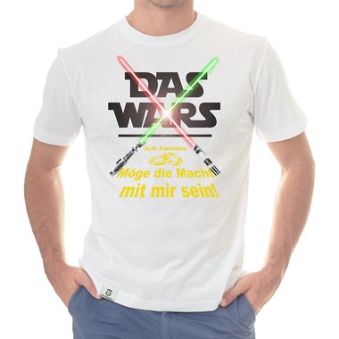 Herren JGA T-Shirt - Das Wars - Ich heirate - Lichtschwert weiss-gelb 5XL