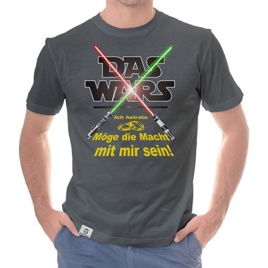 Herren JGA T-Shirt - Das Wars - Ich heirate - Lichtschwert weiss-gelb 5XL